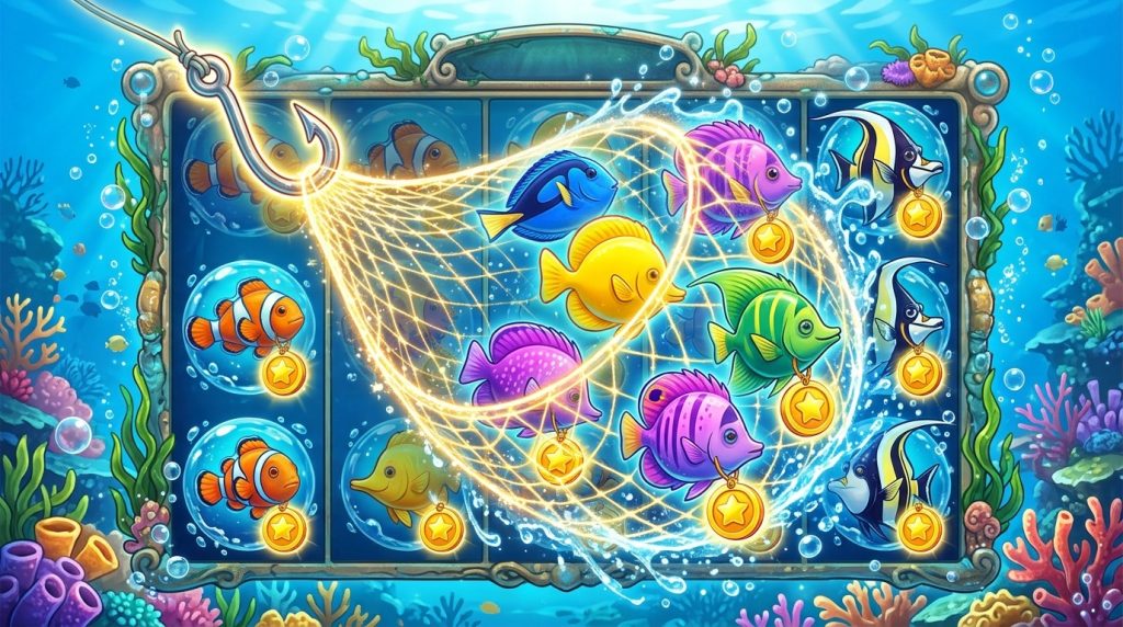 Fish money symbols during free spins