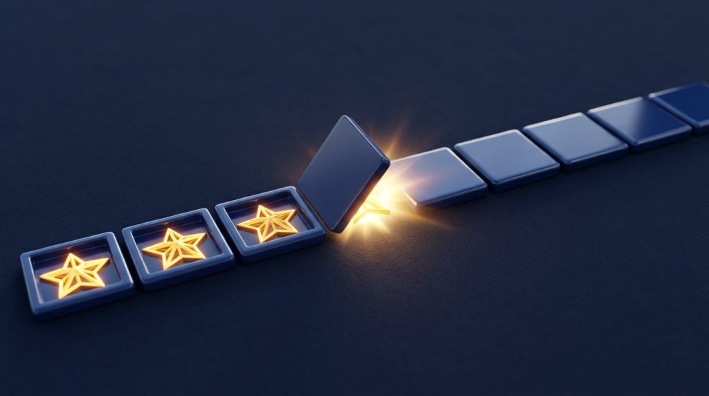 Three stars revealed in a row as the next tile flips