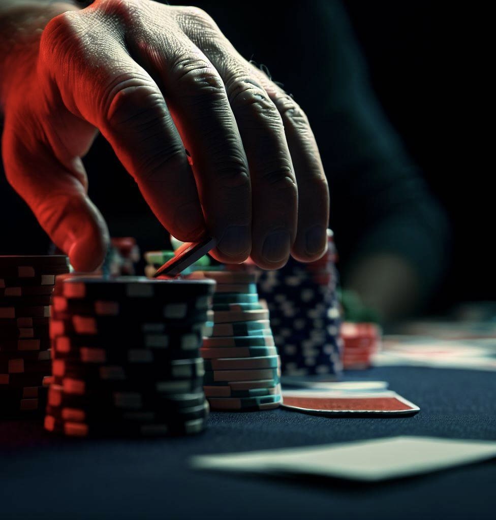 Person playing poker.