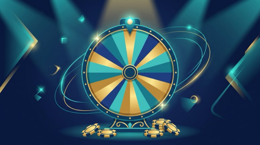 Minh họa Dream Catcher trực tiếp: vòng quay tiền thưởng lớn với các nan màu và kim chỉ dưới ánh đèn studio